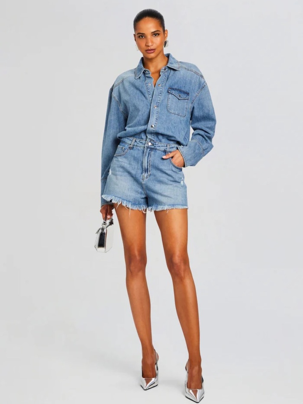 Retrofete Annie Denim Romper in Oasis